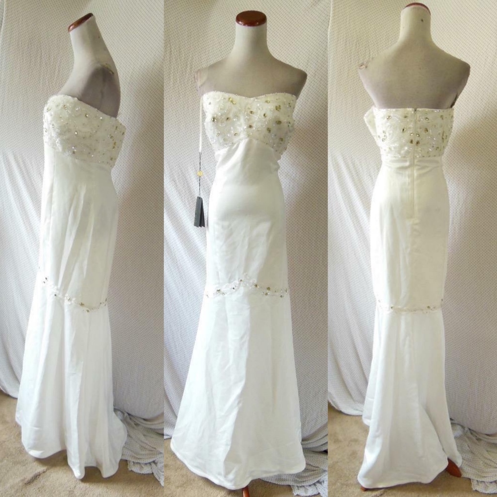 NEW Tadashi Shoji IVORY Bridal BEADED Strapless WEDDING Mermaid GOWN 14